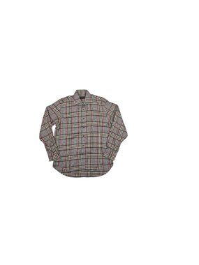 ETRO Milano Plaid Button Down Shirt 41 Brown Tan Pink Green Blue Long Sleeve